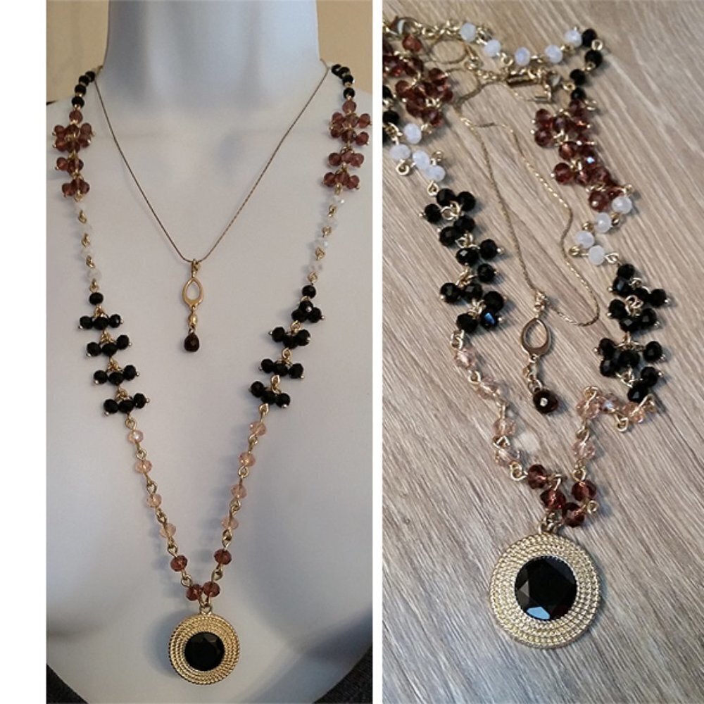 Curated lot bundle layered look 2 chain pendant necklaces Liz Claiborne and more